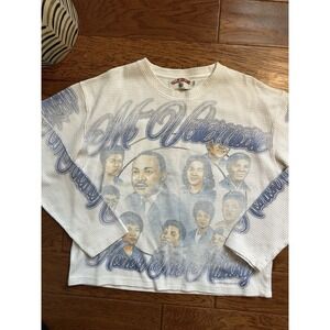 Valley Dreams MLK Honor Our History All Over Print Waffle Knit Shirt White Sz L